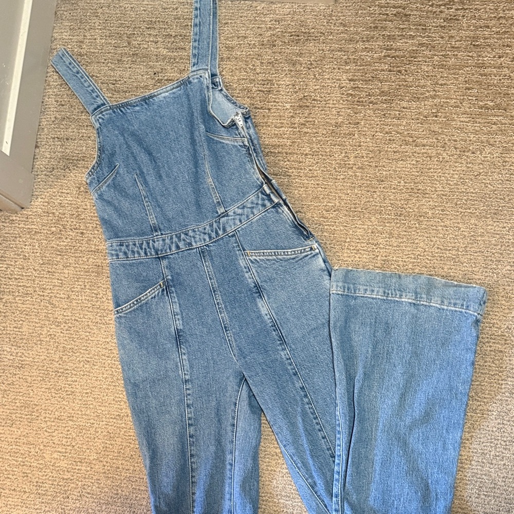 We The Free Light Blue Denim Overalls